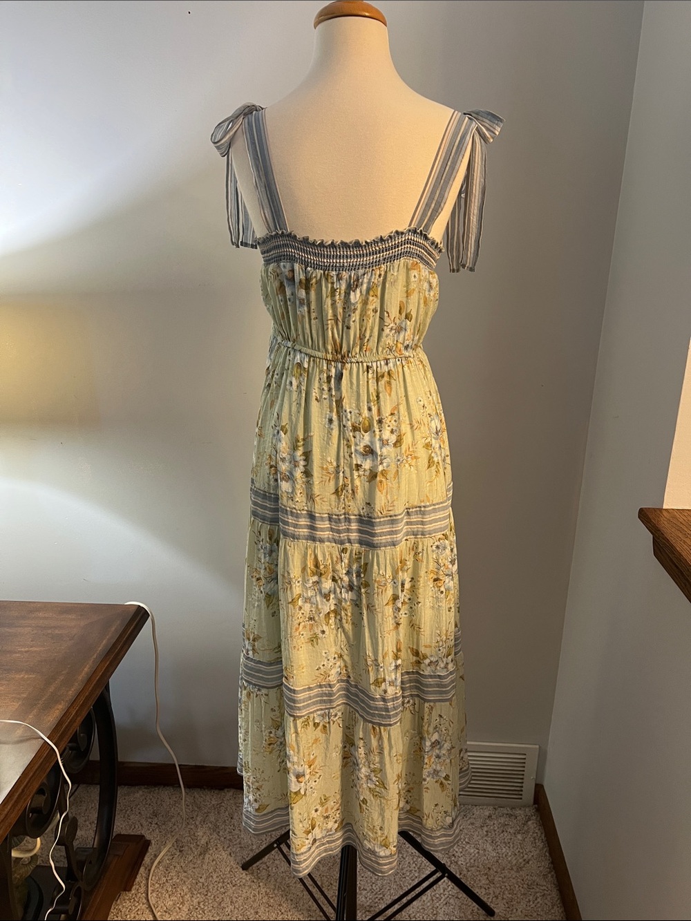 sage floral tiered summer dress - Picture 3 of 4